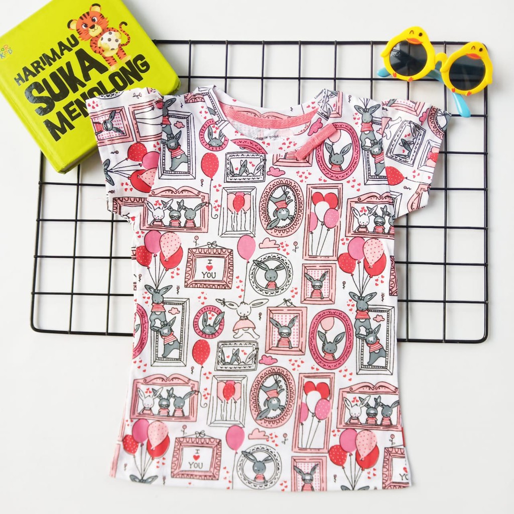 BAJU  ANAK  PRINT  TEE KOAS PRINT  ANAK  MOTIF PARTY BUNNY 