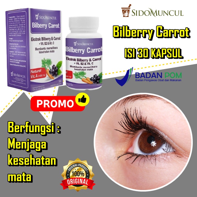 Sido muncul herbal bilberry carrot vitamin A untuk kesehatan mata Ekstrak Bilberry Wortel Vit C & B2