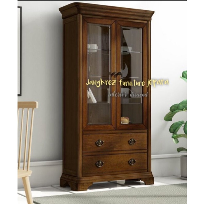 lemari hias jati 2pintu klasik
