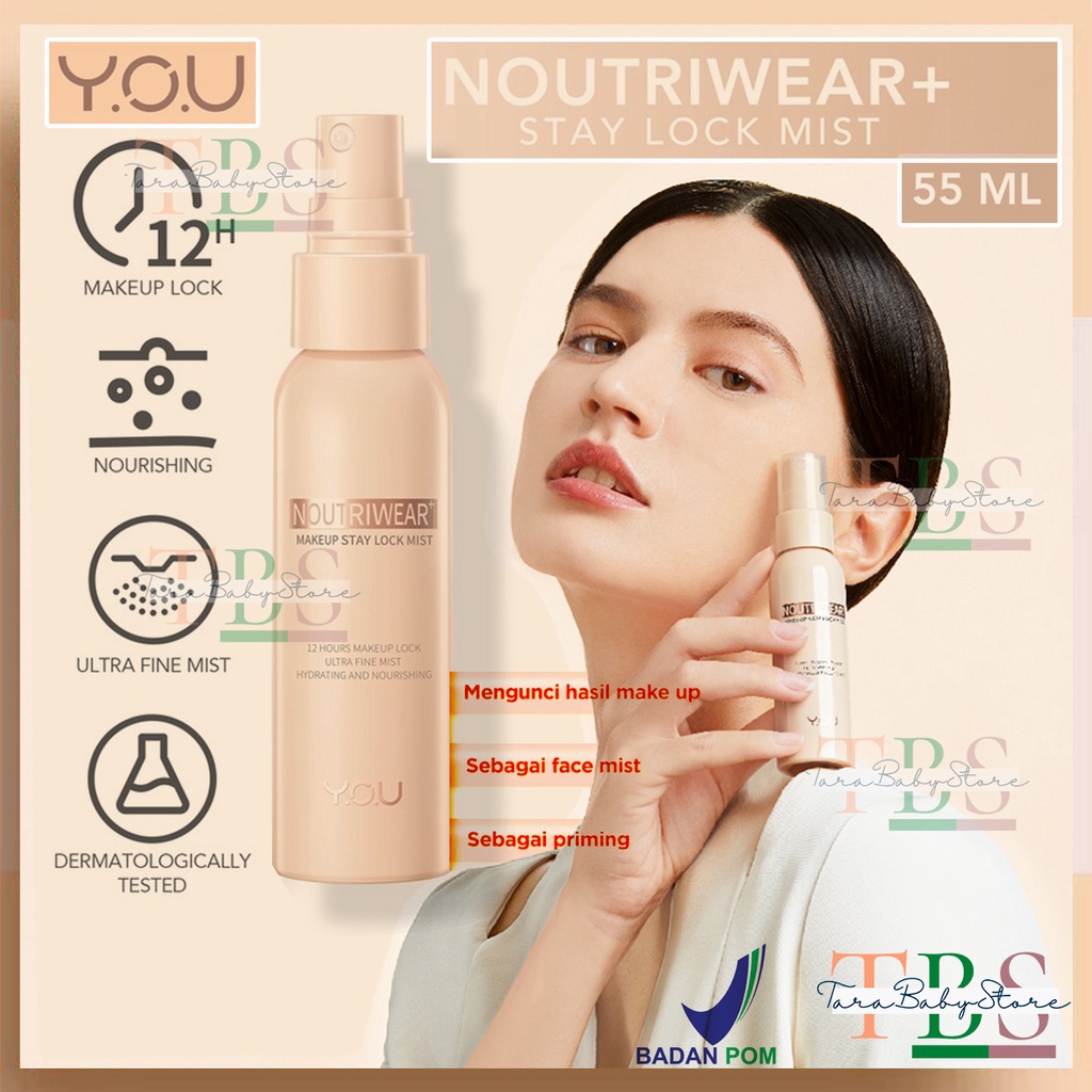 ❤ TARABABYSTORE ❤ YOU Noutriwear+ Makeup Stay Lock Mist 55ml | Setting Spray | Face Mist | Finishing Spray | Face Spray | Lock Spray | BPOM