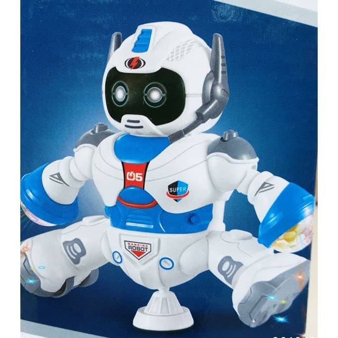 Mainan anak robot putih dance/ robot dance musik+LED