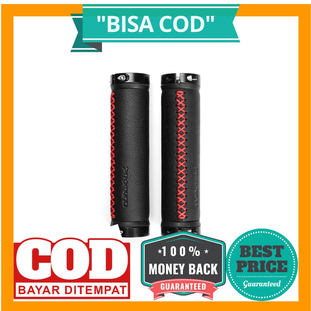 BISA COD PROMEND Grip Gagang Sepeda Handlebar Fiber leather - GR50 - Black/Red