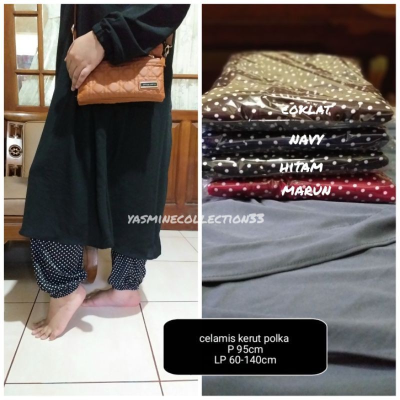 celama daleman gamis motif polkadot | celana daleman gamis | celamis polkadot | celana hamil