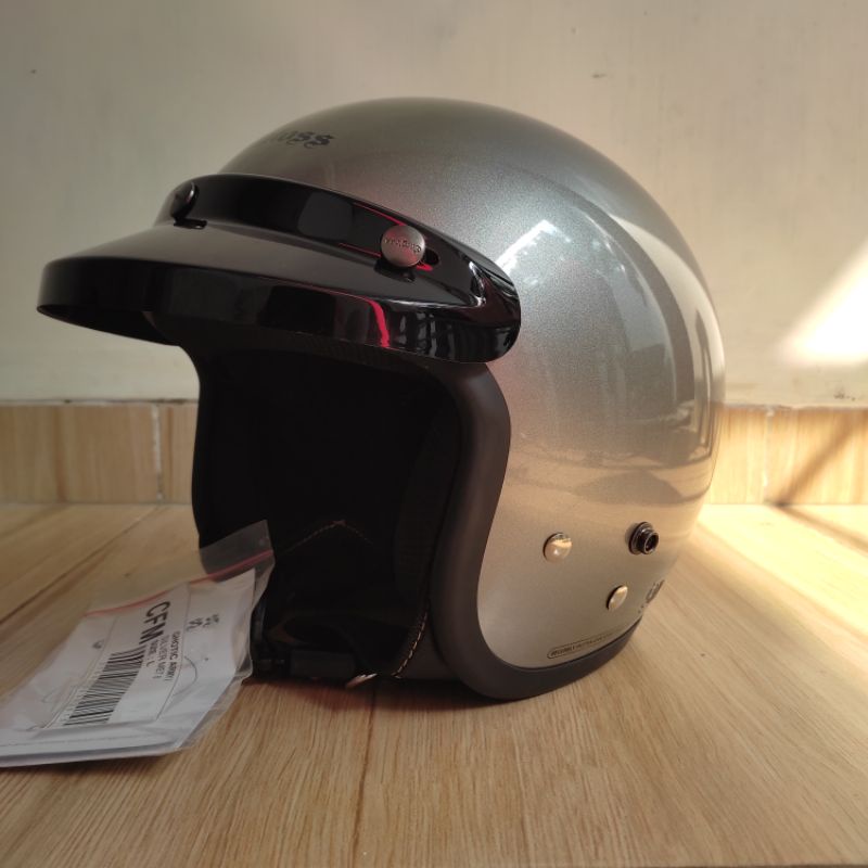 Helm Cargloss CFM / Retro warna Silver Met 8 TANPA KACA 100% original