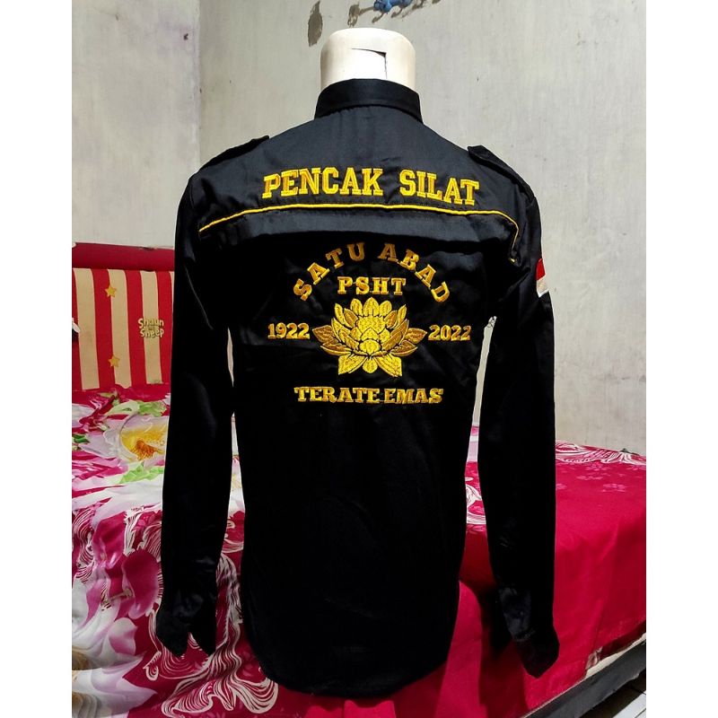 BAJU PSHT SATU ABAD LENGAN PANJANG-KEMEJA BORDIR PSHT-KEMEJA PSHT TERBARU-HEM PSHT