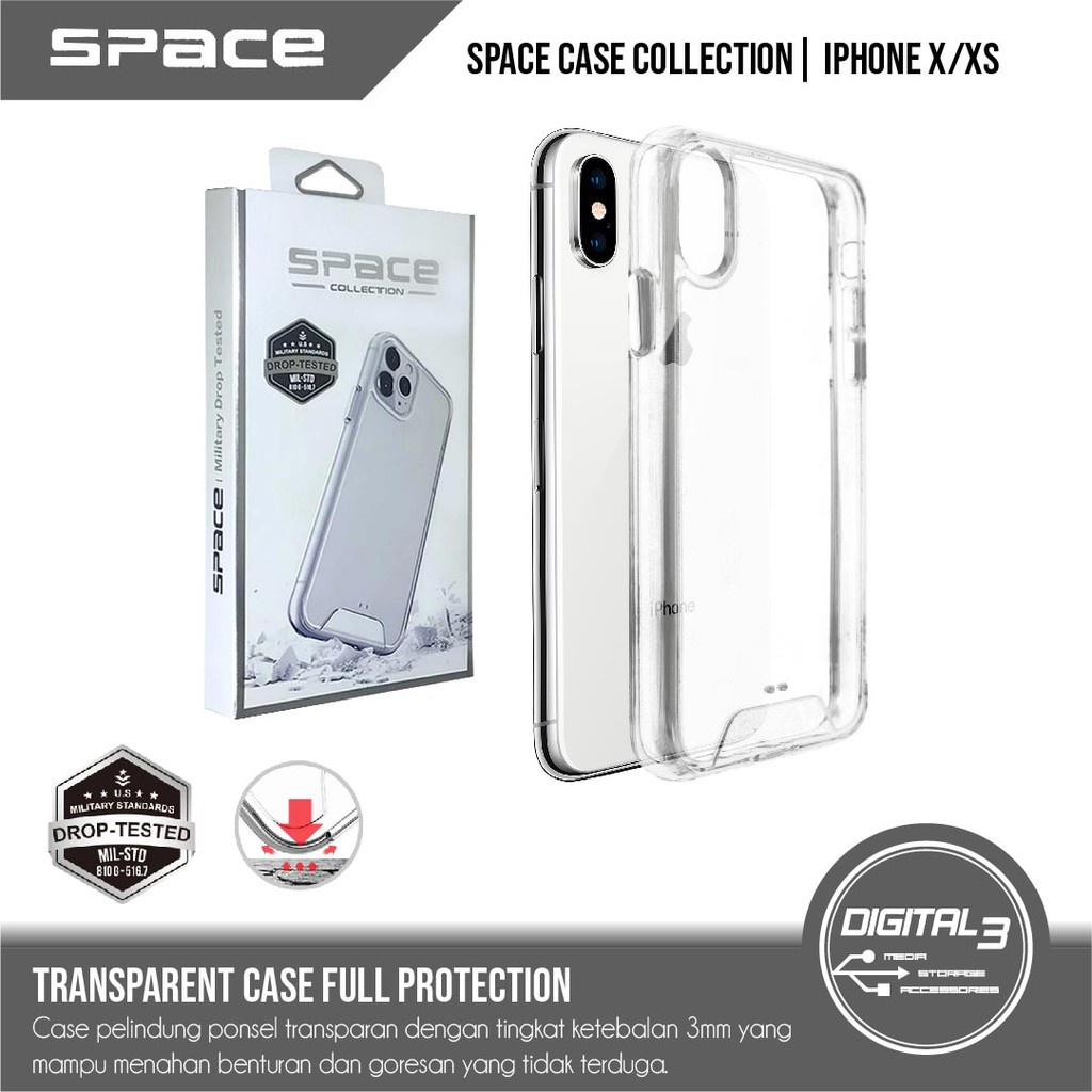 SPACE CLEAR CASE  MILITARY DROP RESISTANCE X XS 11 12 13 PRO MAX BENING PREMIUM CASING