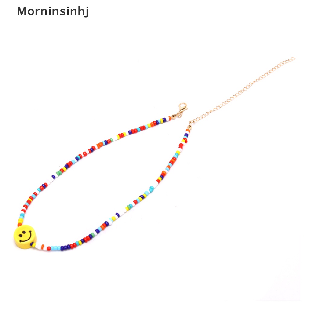 Mornin Bohemia Manik-Manik Warna-Warni Wajah Senyum Liontin Choker Kalung Klavikula Perhiasan Hadiah id