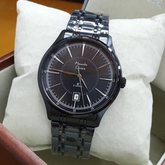 JAM TANGAN PRIA ALEXANDRE CHRISTIE AC 8553 CLASSIC FULL BLACK ORIGINAL