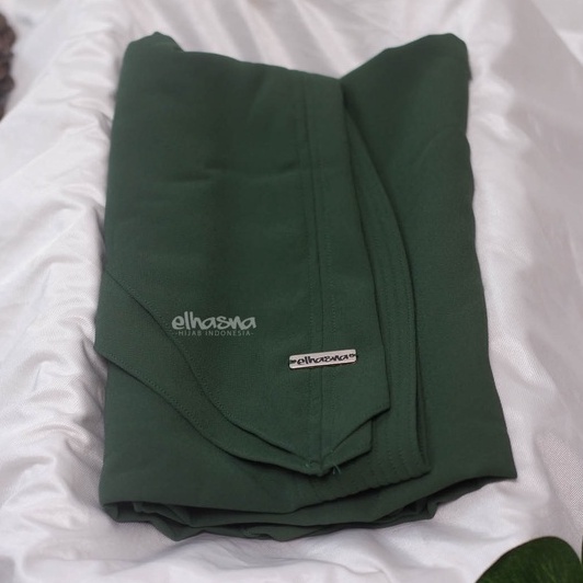 Hijab Instan XL Jumbo Hijab Ceruty 2 Layer Jilbab Instan  By Elhasna-HIJAU BOTOL