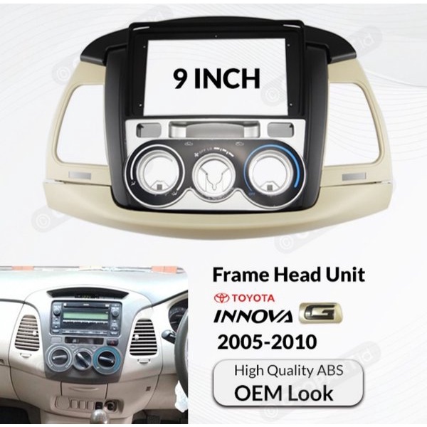 Frame Head Unit Android innova 2007 - 2010 MANUAL AC  Head Unit Android 9 inch Toyota innova Diskon