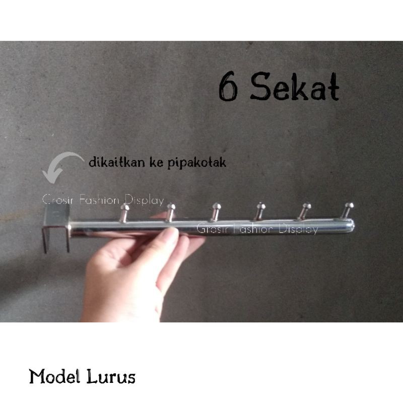 Suling Hanger 6 Sekat Model Lurus Suling Kait Pipa Kotak Lurus Gantungan Baju Besi Seruling(BH)