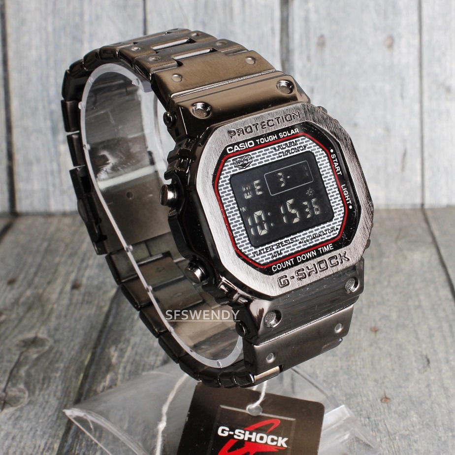 Jam tangan rantai pria Besi stainless steel G Shock anti karat Hitam DW-5600