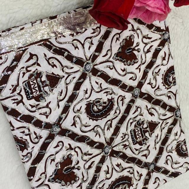 Kain Jarik Batik Lembaran Motif Sidomukti Putih Prada Tulis 3D