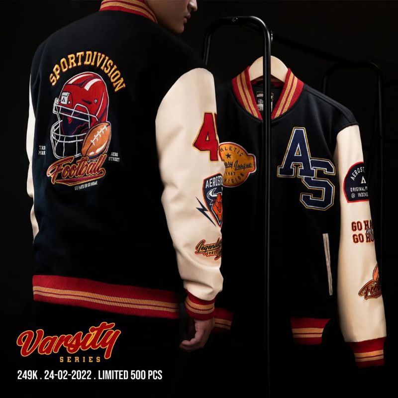 Aerostreet Varsity Go Hard or Go Home Hitam Jaket GADAA