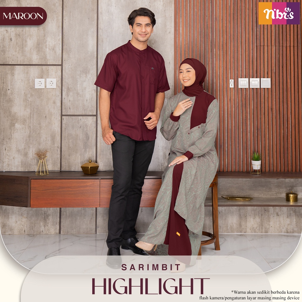 Nibras Sarimbit HIGHLIGHT MAROON Baju Sarimbit Kelurga Muslim Bahan Jacquard Rayon mix Yoryu Model Terbaru by NBRS