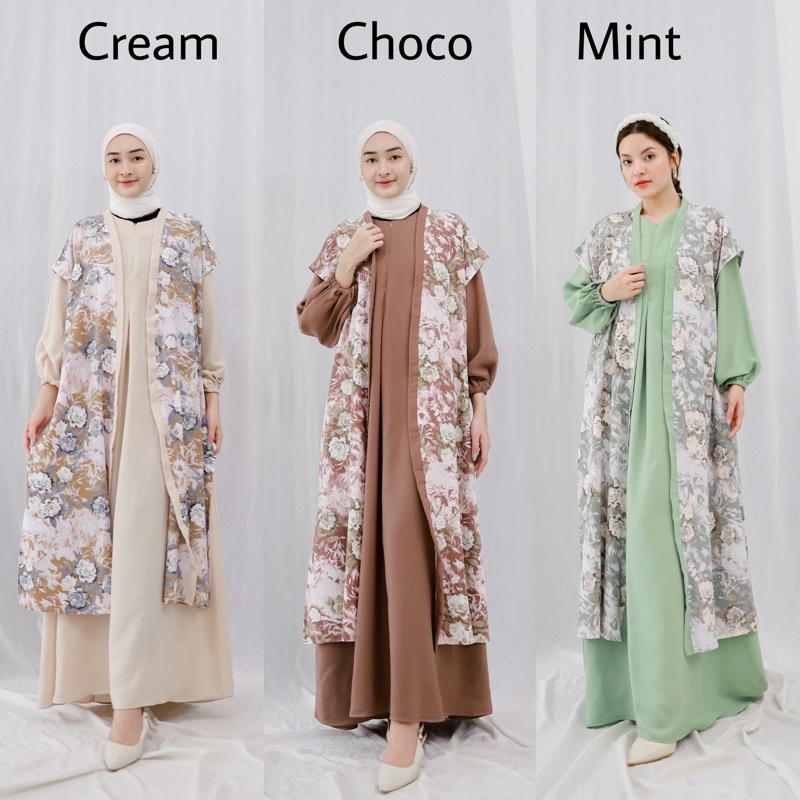 IVANKA, ZALEA MAXI DRESS (Cek Caption) Gamis kembar, Gamis Motif Bahan Crinkle Cake Halus