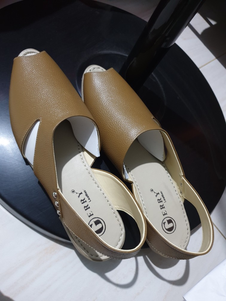 Sepatu Wanita Kulit Asli Model Tutong Tali Terbaru Sol Karet Hak 3 Cm Kulit Sapi Asli Garut