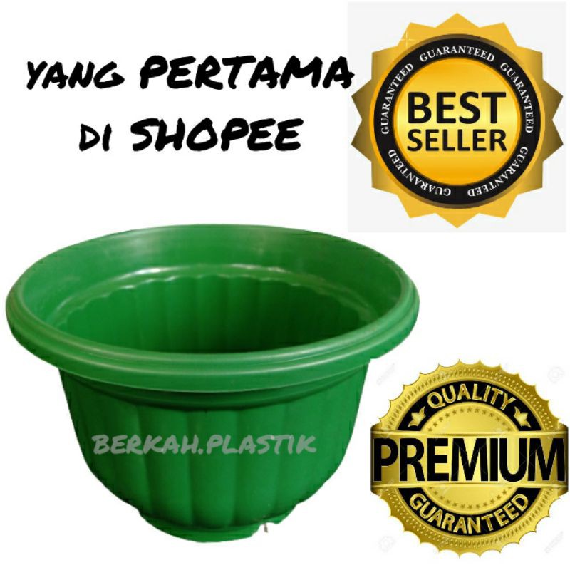 POT BUNGA PLASTIK MODEL BELIMBING WARNA HIJAU UKURAN 30