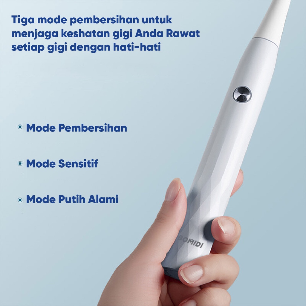 BOMIDI T501 Sikat Gigi Elektrik Listrik Ultrasonic Soft Bristle Couple Sikat Gigi Kecil Dan Ringan