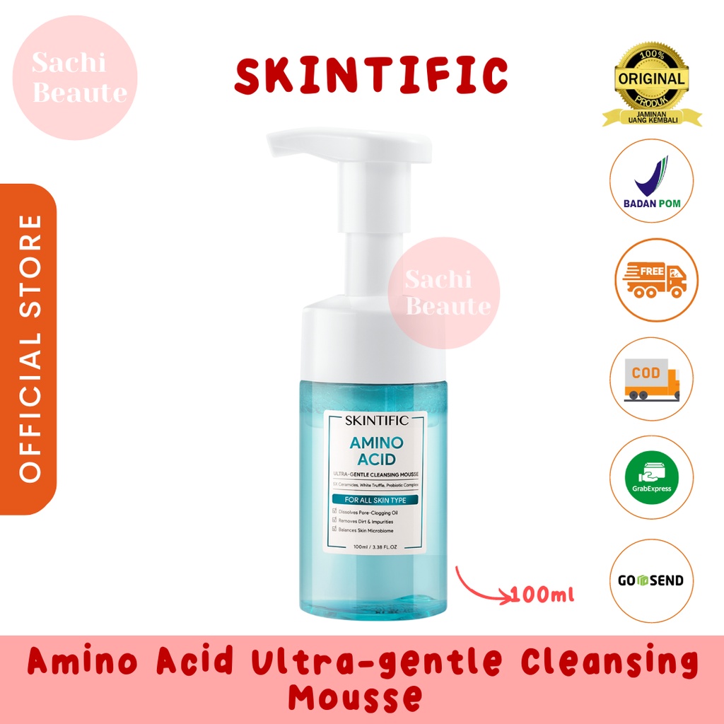 SKINTIFIC Amino Acid Ultra Gentle Cleansing Mousse 100ml Pembersih Wajah Facial Cleanser Sabun Muka Face Wash Foam Cleanser Moisturizer BPOM