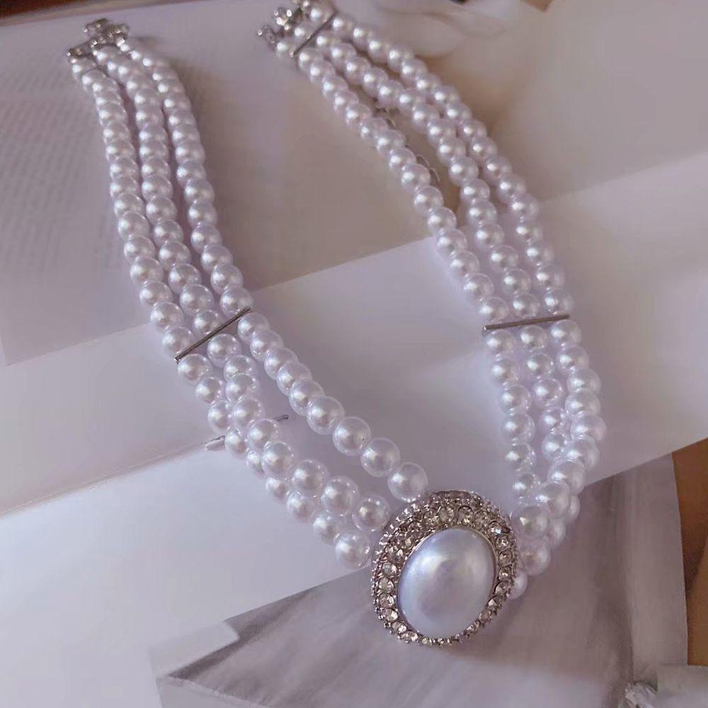 NICKOLAS1 Wanita Kalung Mewah Perhiasan Hadiah Berlapis Tiga Temperamen Paduan Hepburnesque Perhiasan Aksesoris