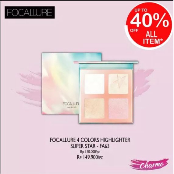 (READY &amp; ORI!) Focallure 4 Colors Highlighter Superstar Super Star - FA63 FA 63 waterproof terbaru viral