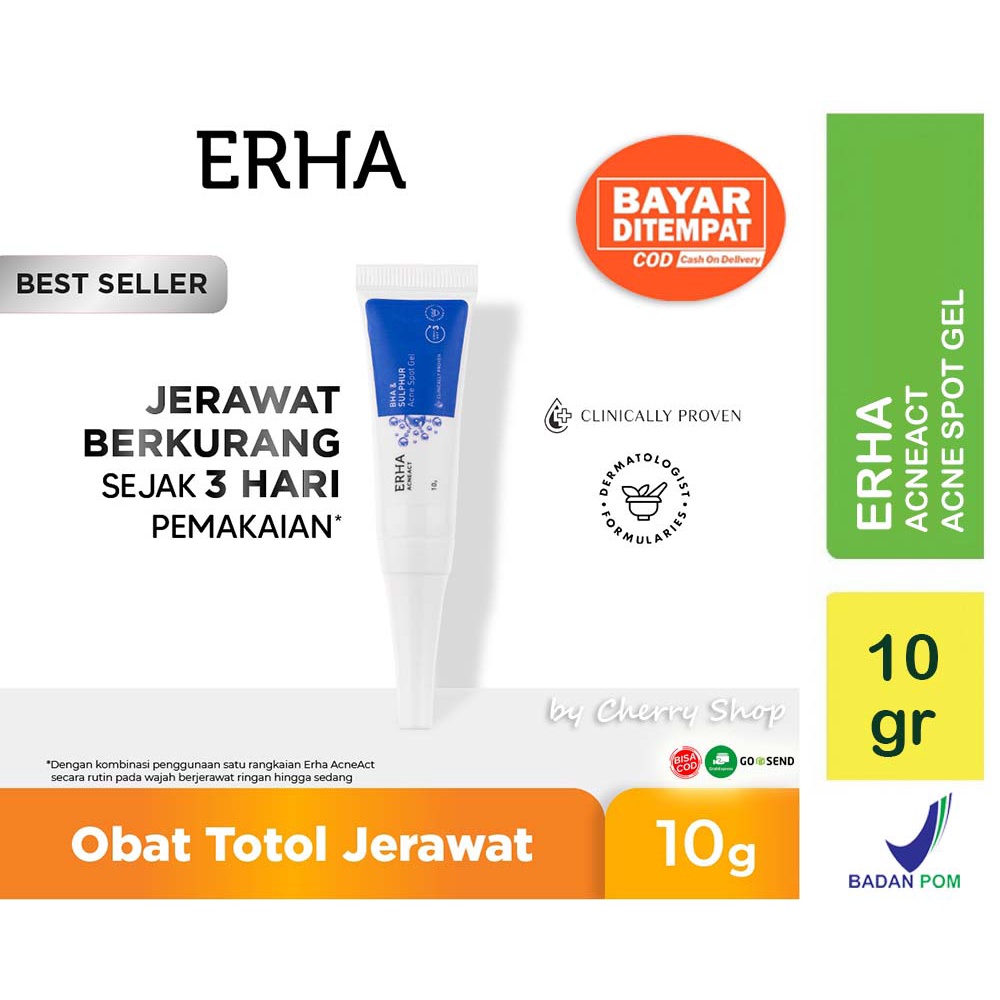 [OBAT TOTOL JERAWAT] [10GR] [HALAL] [BPOM] ERHA Acneact BHA &amp; Sulphur Acne Spot Gel 10g - Obat Totol Jerawat