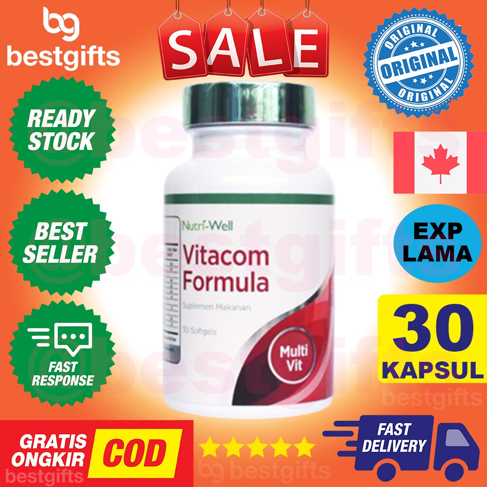 NUTRI WELL NUTRIWELL VITACOM FORMULA MULTIVITAMIN MULTI VITAMIN STAMINA DAYA TAHAN TUBUH 30 KAPSUL