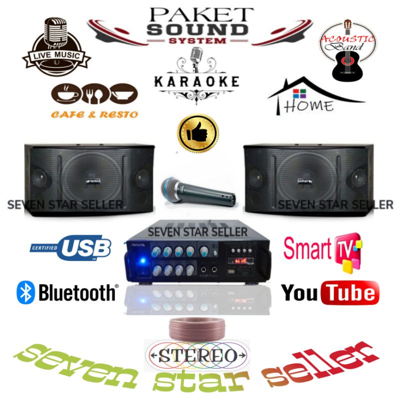Jual paket sound system karaoke rumahan cafe outdoor speaker 8 inch