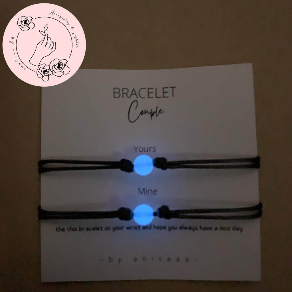 [ COUPLE  ] gelang glow in the dark | gelang moon | gelang aesthetic | glow in the dark | gelang | gelang tangan wanita | kado | gift | kado ulang tahun | gelang tangan pria | aksesories |  moon bracelet✨❤️