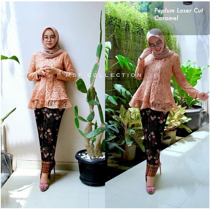 set kebaya brukat peplum laser berkualitas