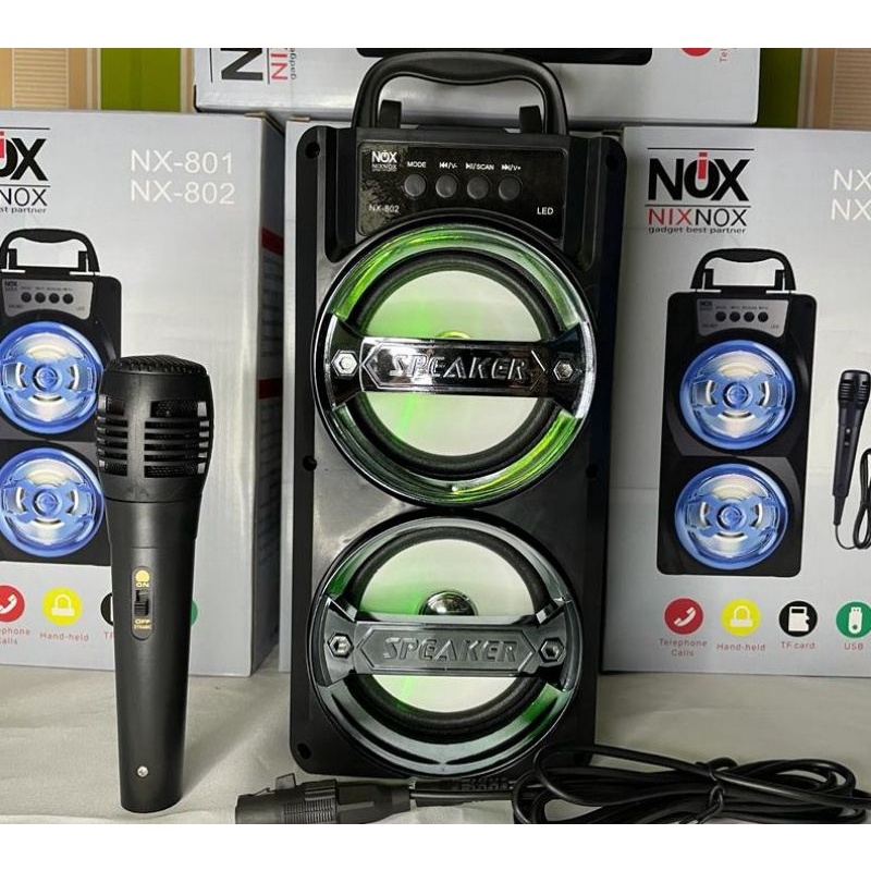 [COD]√ Speaker bluetooth karaoke NIXNOX NS35bt 801/802 FREE MIC-NX 802 hitam