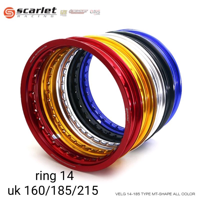 VELEG PELEK VELG JARI2 ALUMINIUM SCARLET RING 14 UKURAN LEBAR 140/ 160/185 /215 PER 1 PCS/SATUAN