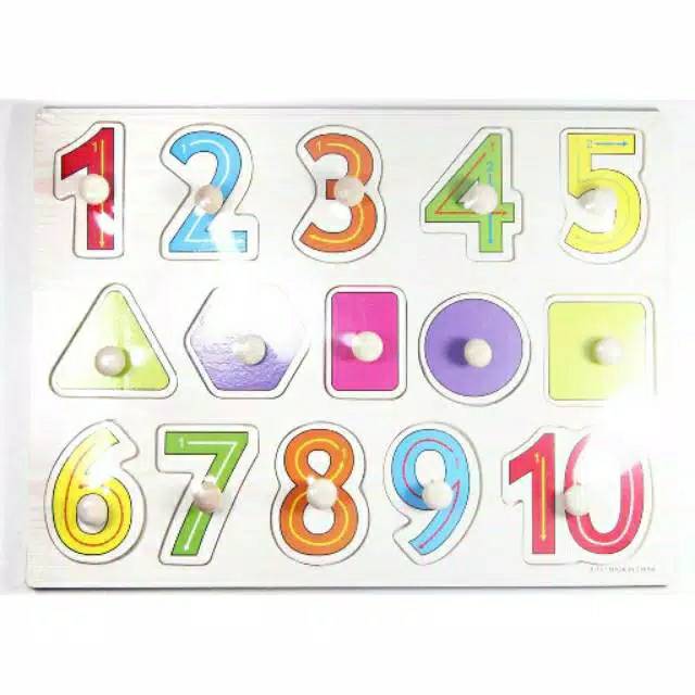 (ORIGINAL IMPORT) PUZZLE KNOB KAYU ANGKA 1-10 & BENTUK