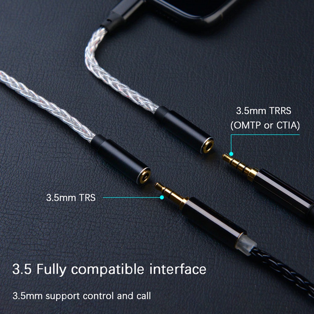 Jcally JM08L Kabel Adapter Earphone HiFi 3.5mm Ke lighting C101 DAC 8 Lapis Silver Untuk ios