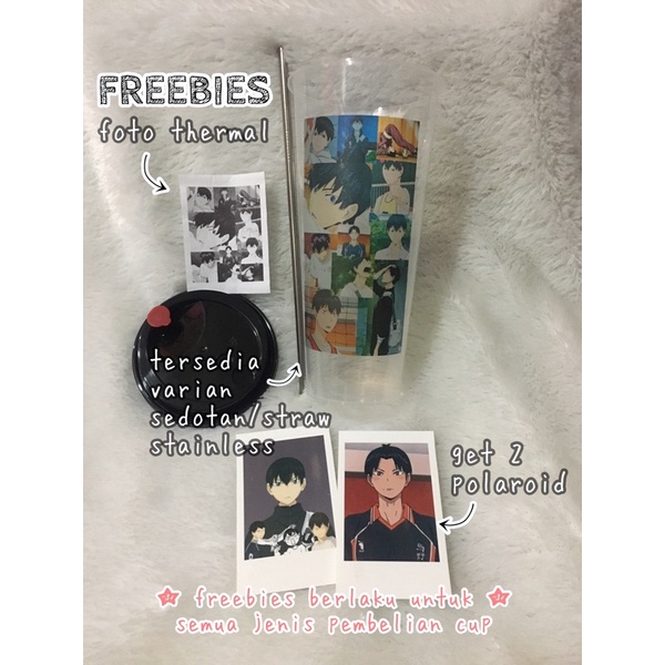 TANPA PO ♡ CUSTOM REUSABLE CUP 700 ml ♡ polaroid txt kpop anime ♡ tumbler tempat minum costum tumblr