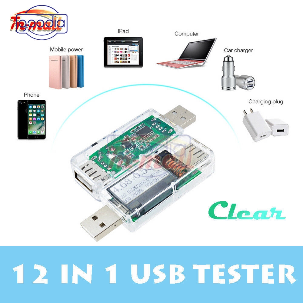 12in1 7in1 USB Voltage Current Meter Power Capacity Digital LCD Tester Voltmeter