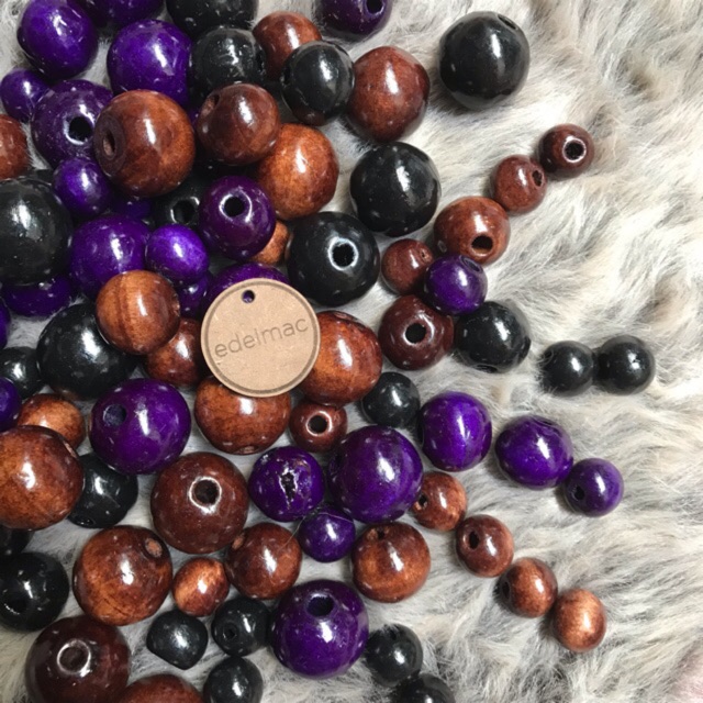 Wooden Beads | Mote / Manik Kayu Bulat Cet Warna Part II