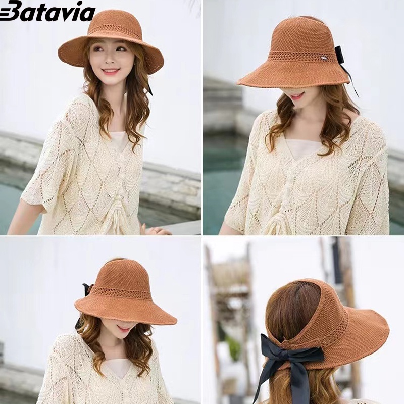 (COD)Topi pantai matahari rajut wanita premium model korea terbaru A B C