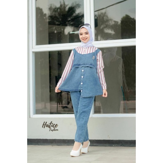 One Hoodstood jeans wash terbaru Ori label hatice fashion || setelan celana trendy ||  one set kekin