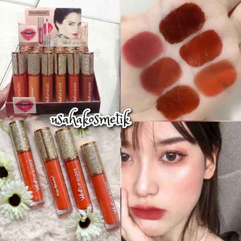 PROMO H/BOX LIP GLOSS VELVET MATE KISS BEAUTY WARNA NUDE | CHOCOLATE MATTE