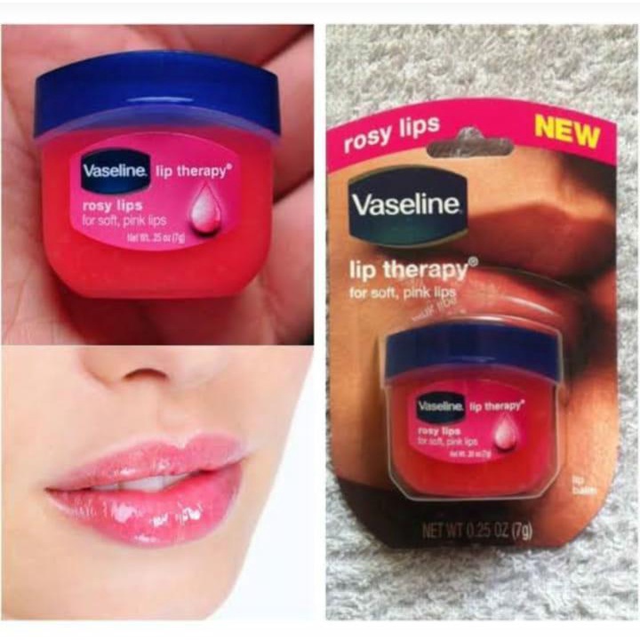 Cream Pelembab Bibir Vaseline_Rosy Lip Therapy -Cream Pelembab Merawat Bibir Kering dan Pecah- Glosy