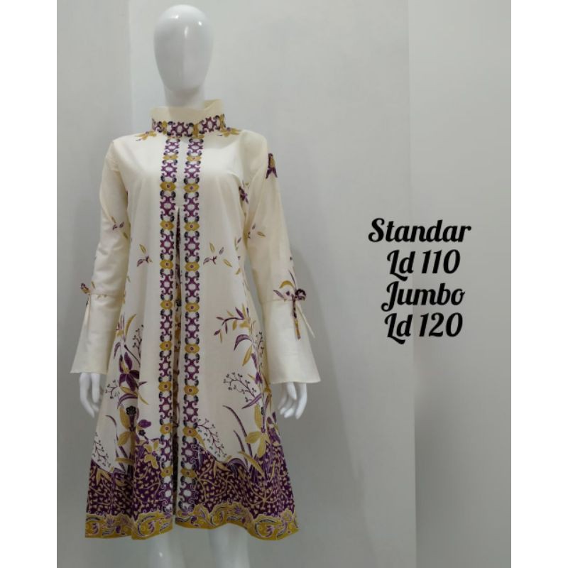 BATIK PEKALONGAN TUNIK UNGGUL JAYA WHITE STA