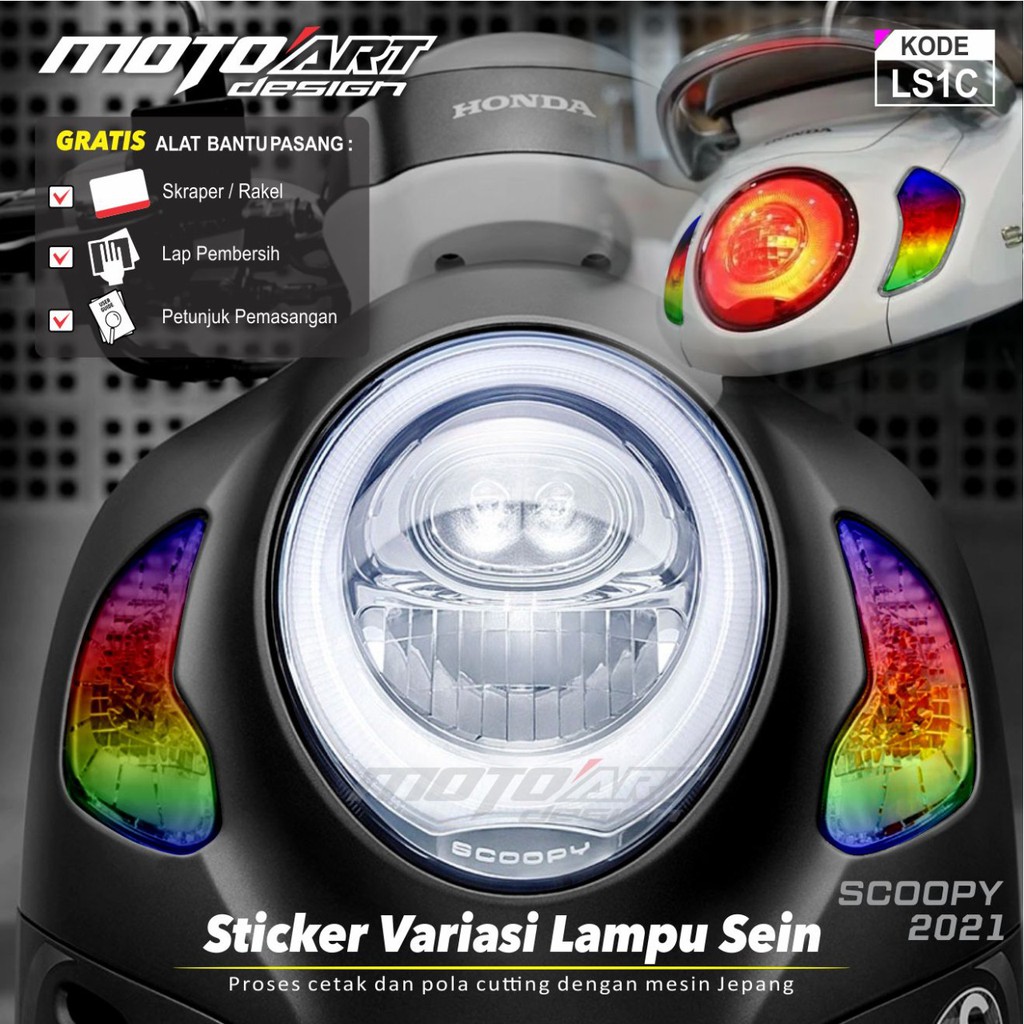 Stiker Lampu SCOOPY warna warni warna pelangi