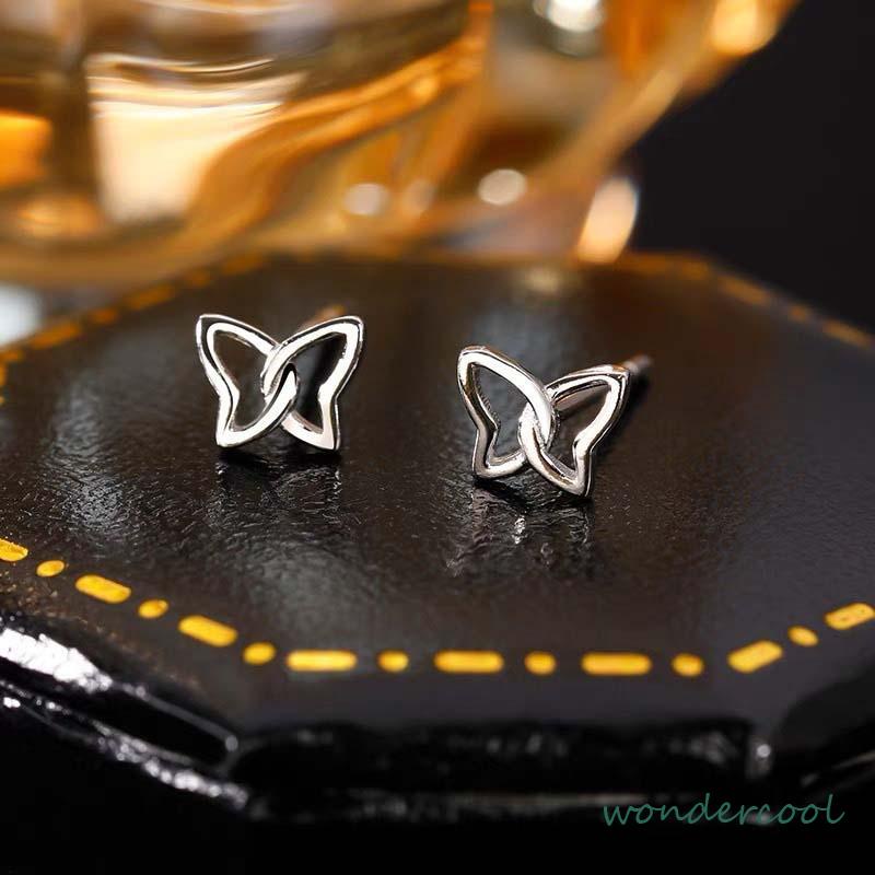 S925 Silver Stud Earrings untuk Siswa Perempuan Anting Desain Kecil Serbaguna Sederhana-Won