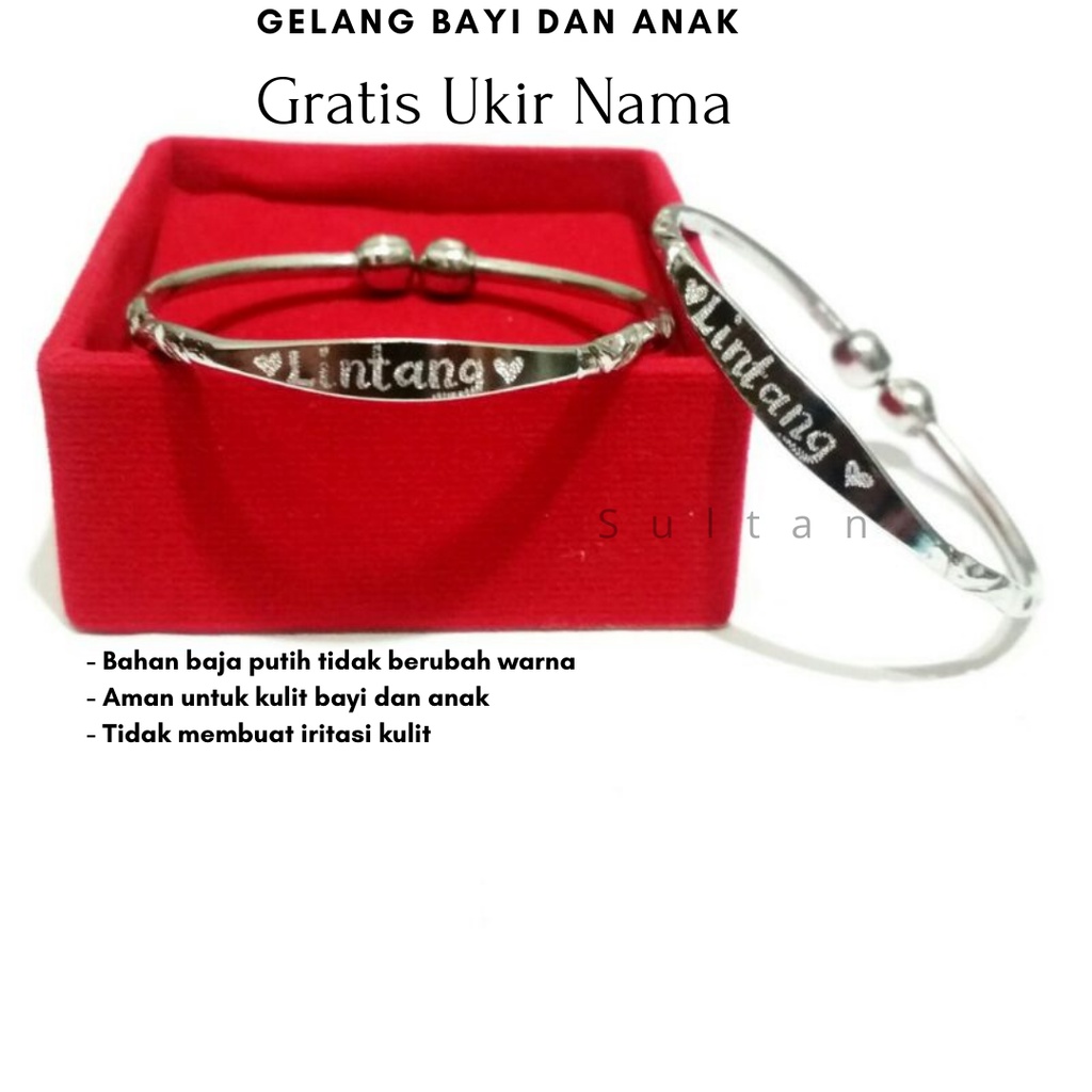 GELANG BAYI GELANG ANAK GELANG MONEL UKIR NAMA