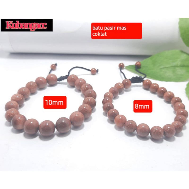 Gelang batu alam pasir emas coklat Gelang Pria Wanita Gelang Batu Alami Gelang tangan kesehatan