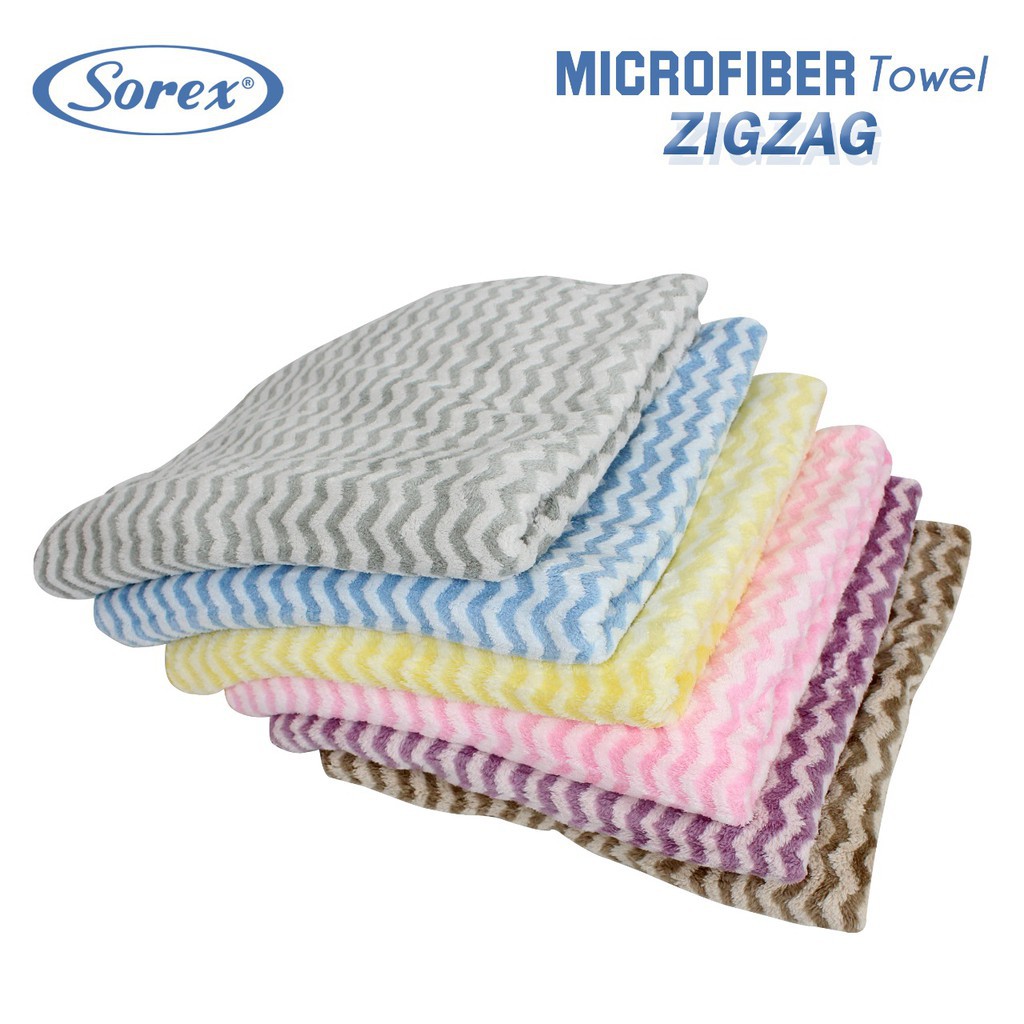 Sorex Handuk Mandi 70 x 140 cm Dewasa / Bayi Anak Microfiber Towel Motif ZigZag Lembut Daya Serap Tinggi HM 886 CBKS