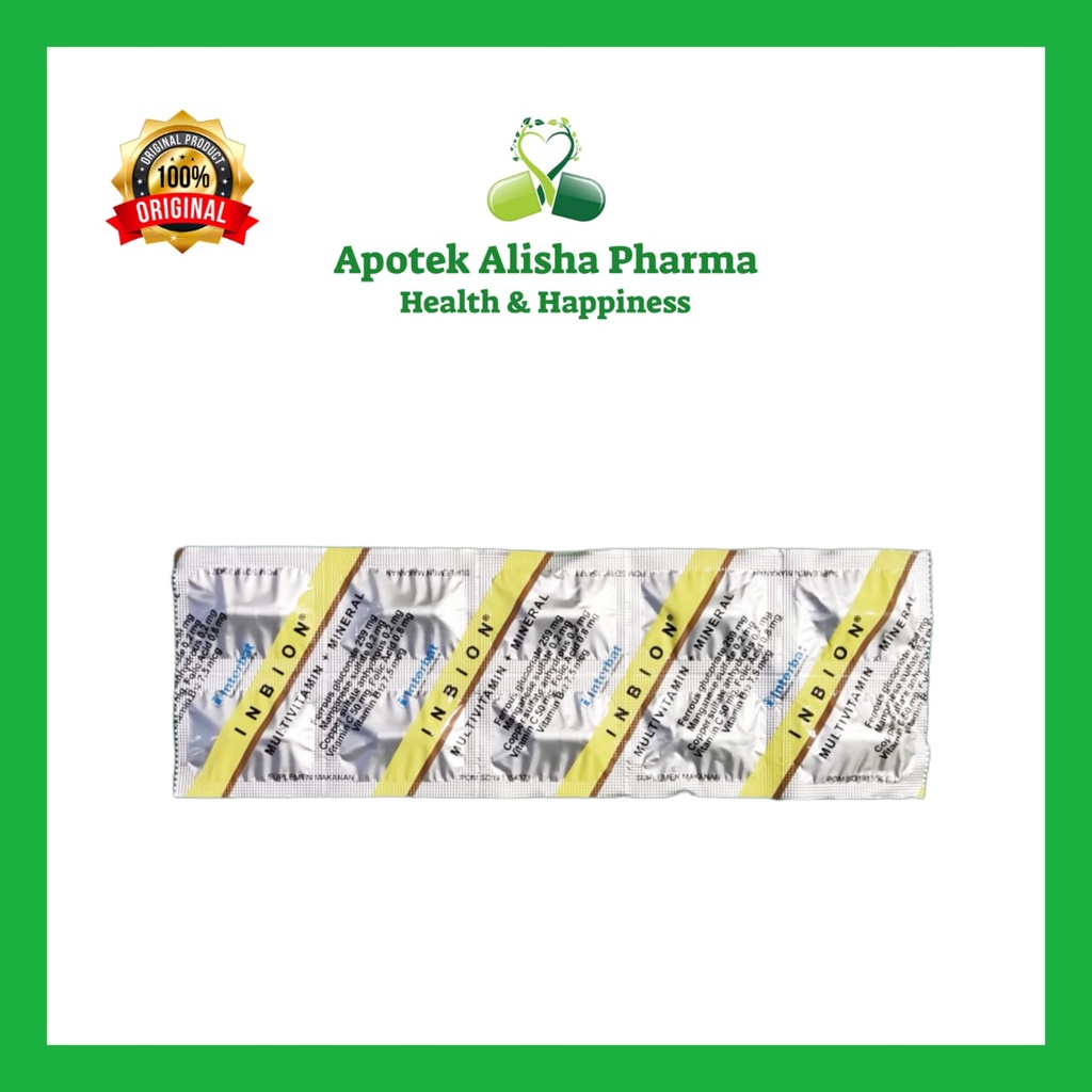 Inbion Tablet (Strip 10kapsul) - Inbion Multivitamin/Mineral Zat Besi/Penambah Darah/Anemia Ibu Hamil/Menyusui