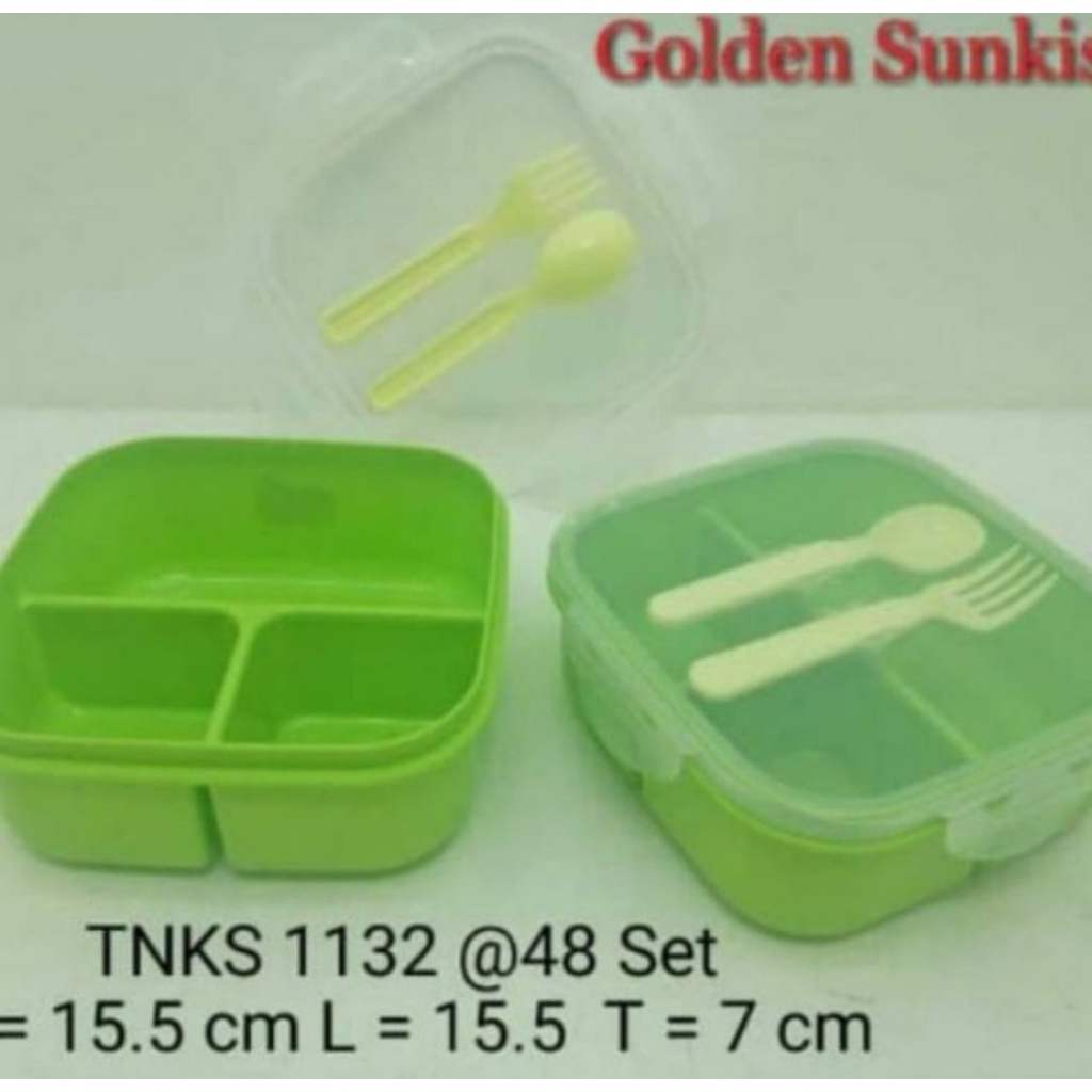 TNKS 1132 Tempat Nasi Kotak Segi Golden Sunkist Original